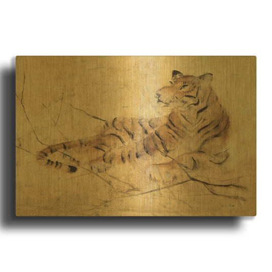 'Global Tiger Light Crop' By Cheri Blum Gold Metal Wall Art