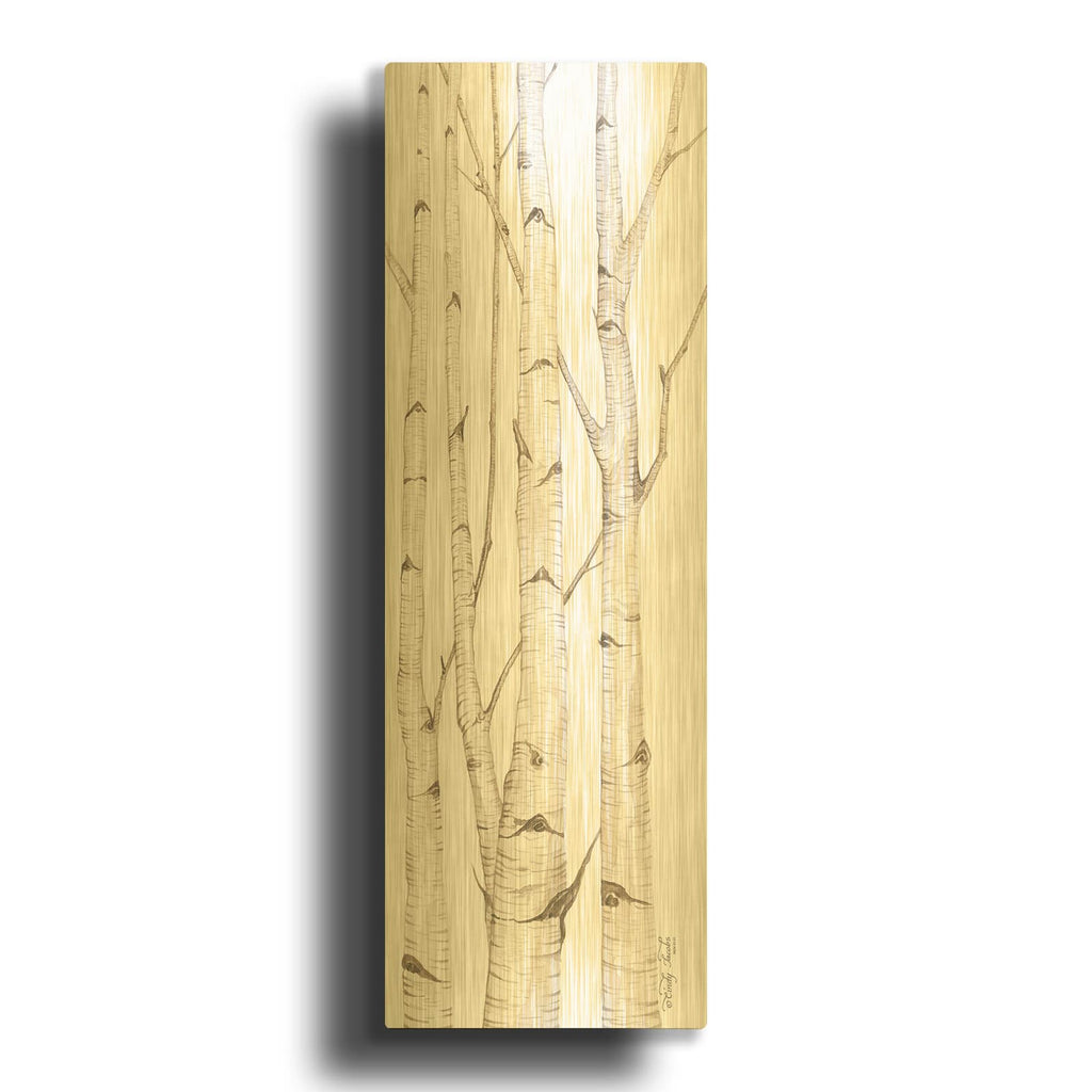 'Birch Trees I' By Cindy Jacobs Gold Metal Wall Art
