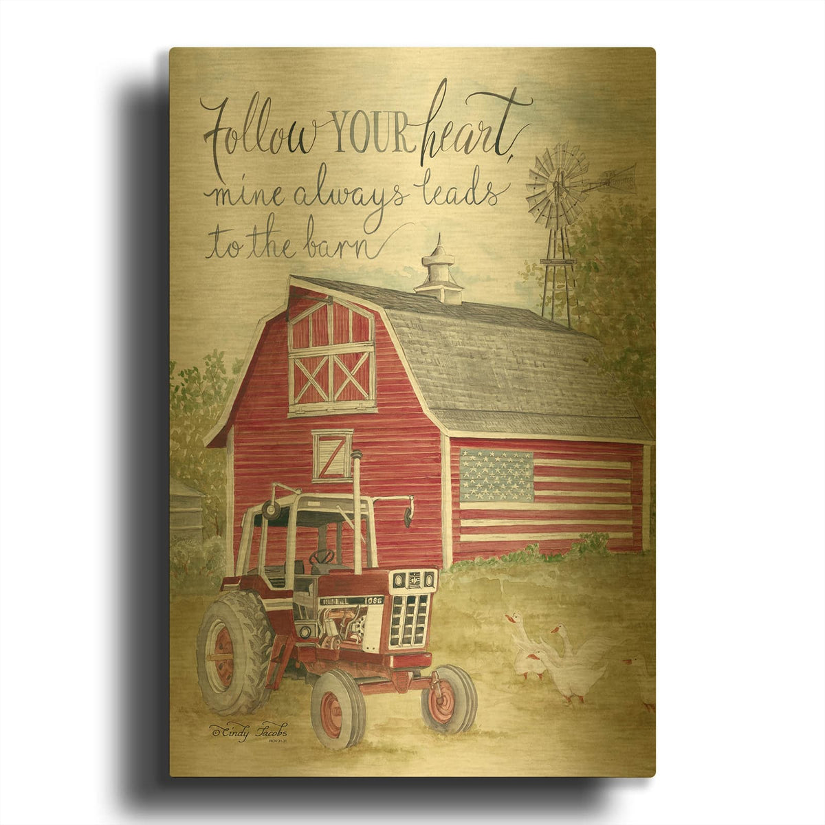 'Follow Your Heart' By Cindy Jacobs Gold Metal Wall Art