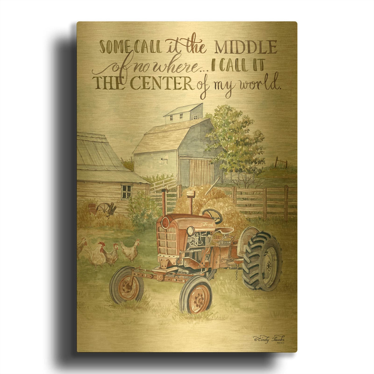 'Center of My World' By Cindy Jacobs Gold Metal Wall Art