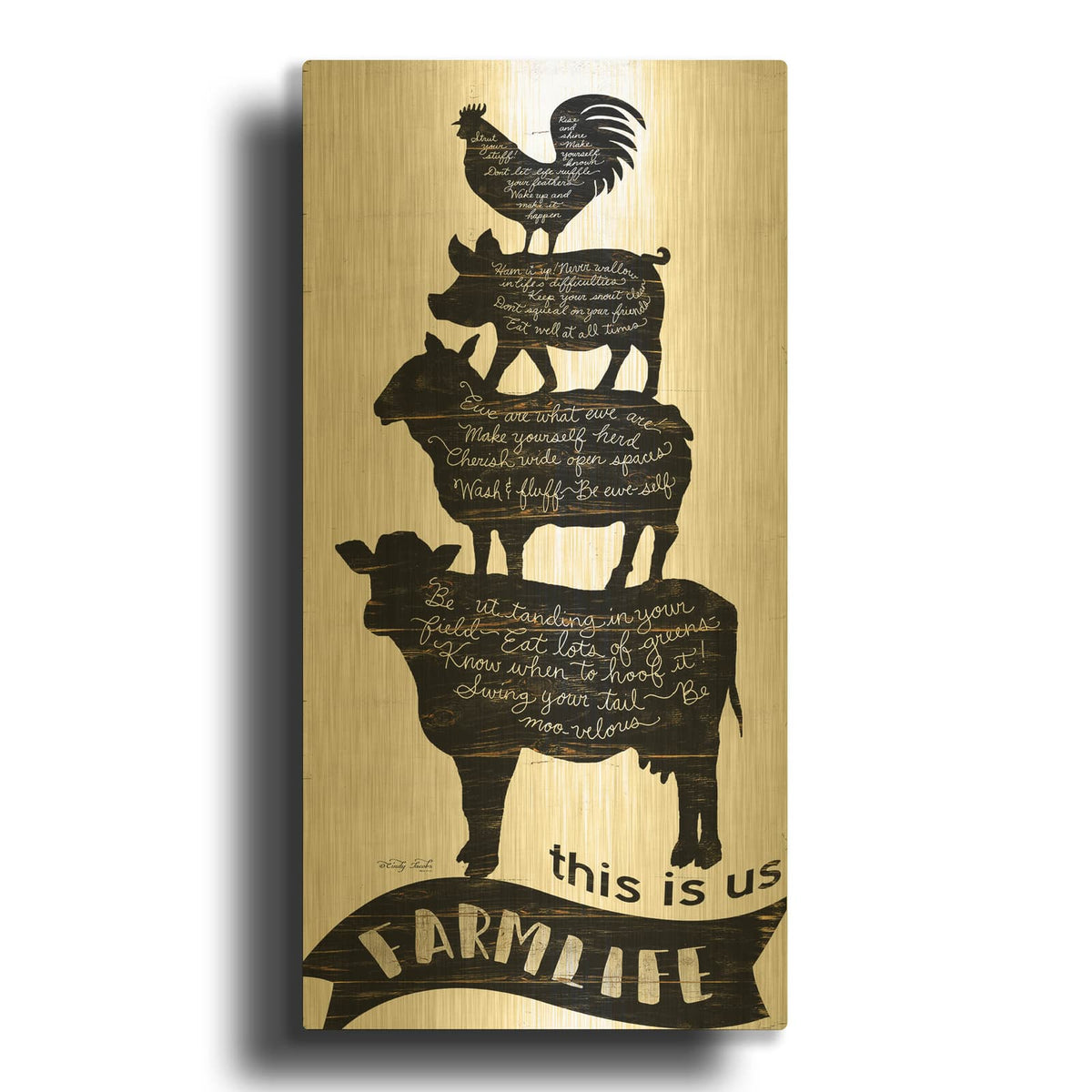 'This is Us Farmlife' By Cindy Jacobs Gold Metal Wall Art