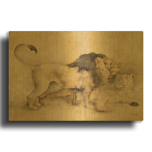 'Global Lions Light Crop' By Cheri Blum Gold Metal Wall Art