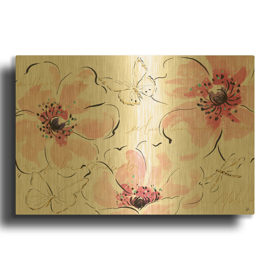 'Simply Pink I' By Daphne Brissonnet Gold Metal Wall Art