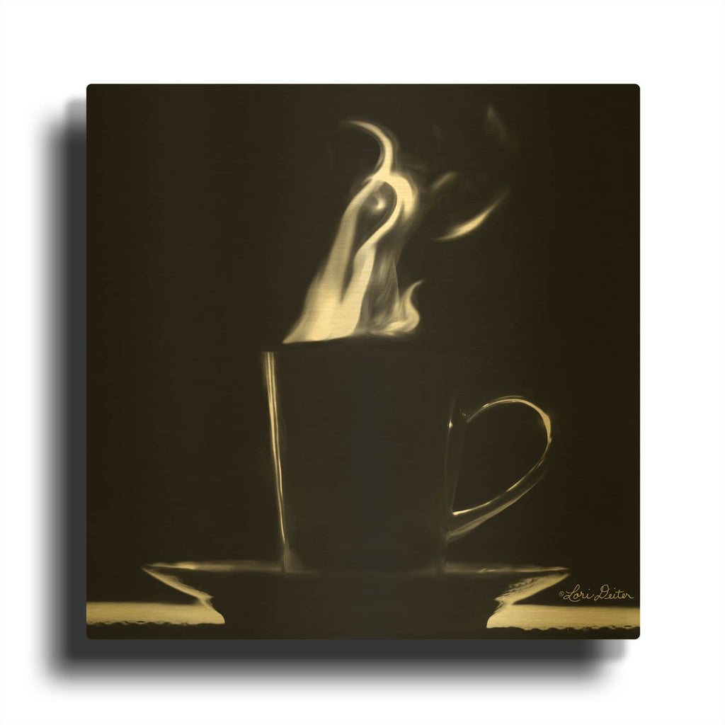 'Coffee Time II' By Lori Deiter Gold Metal Wall Art