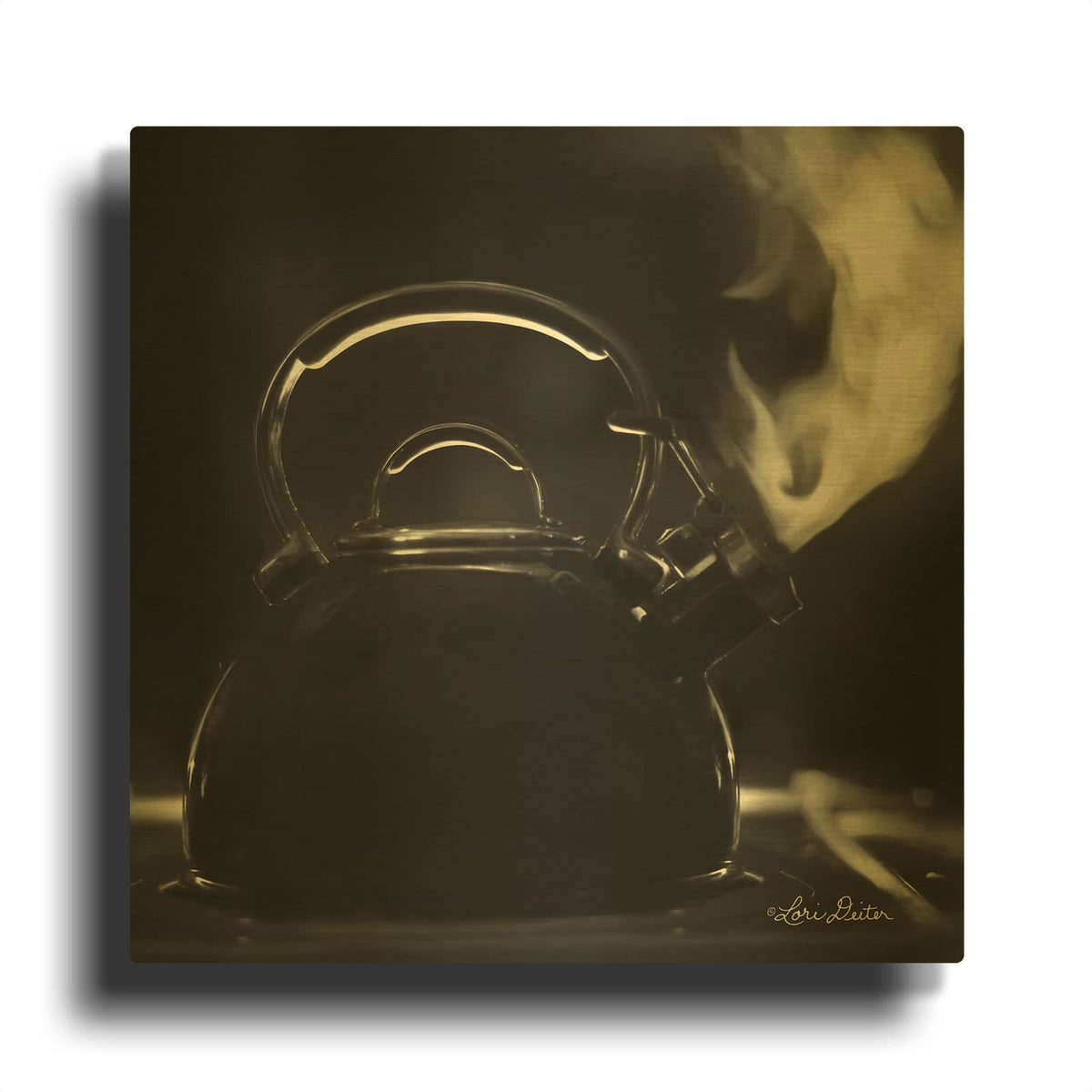 'Tea Time II' By Lori Deiter Gold Metal Wall Art