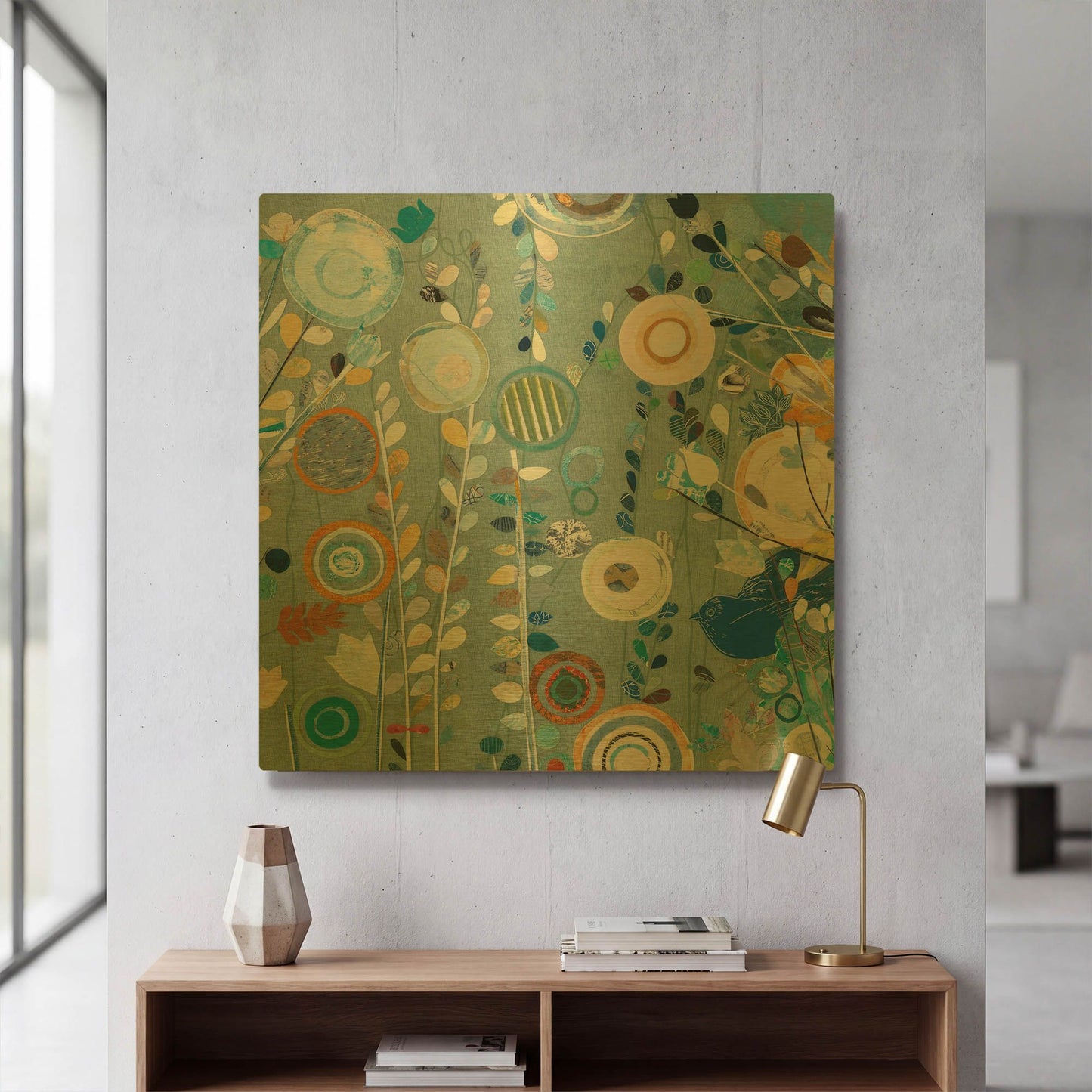 'Ocean Garden II Square' By Candra Boggs Gold Metal Wall Art