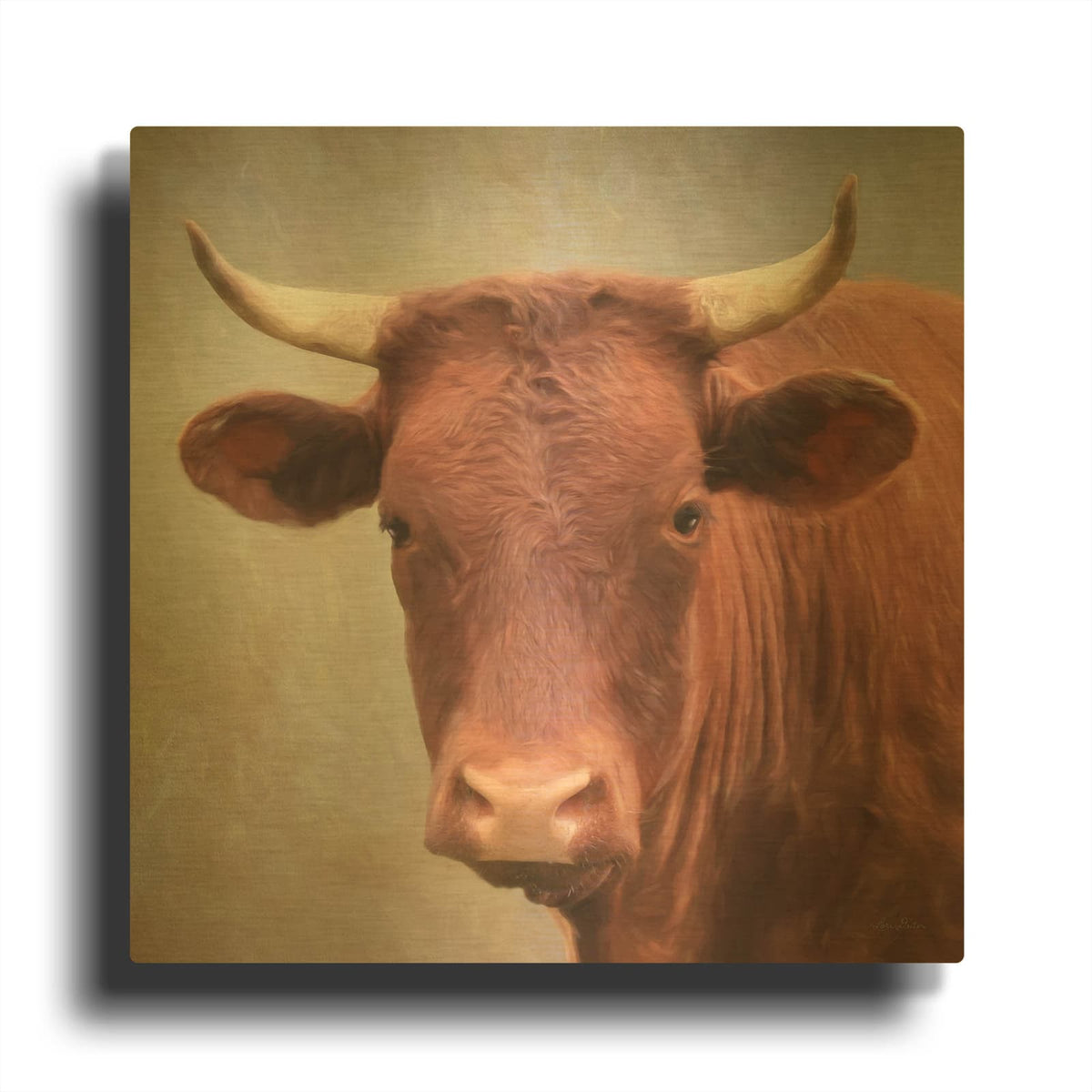 'Bull Face' By Lori Deiter Gold Metal Wall Art