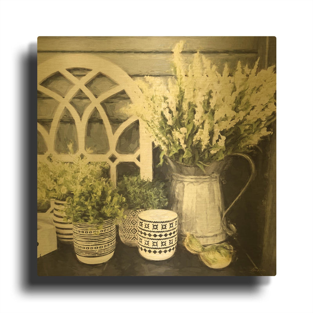 'Black and Green Still Life' By Lori Deiter Gold Metal Wall Art