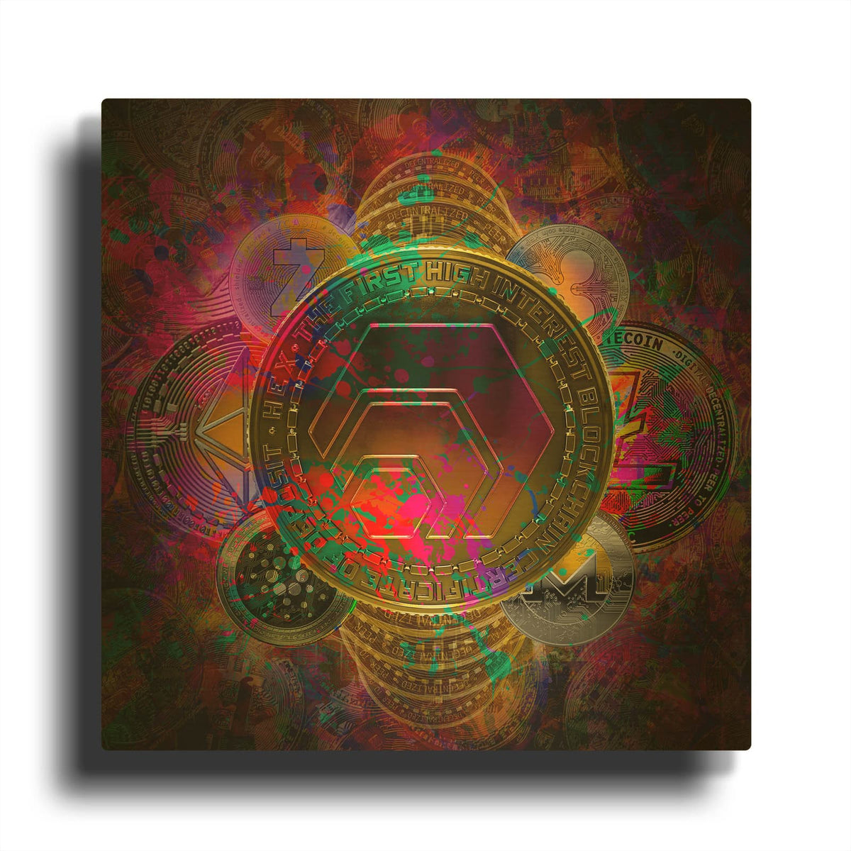 'HEX Crypto Pyramid,' By Epic Portfolio Gold Metal Wall Art