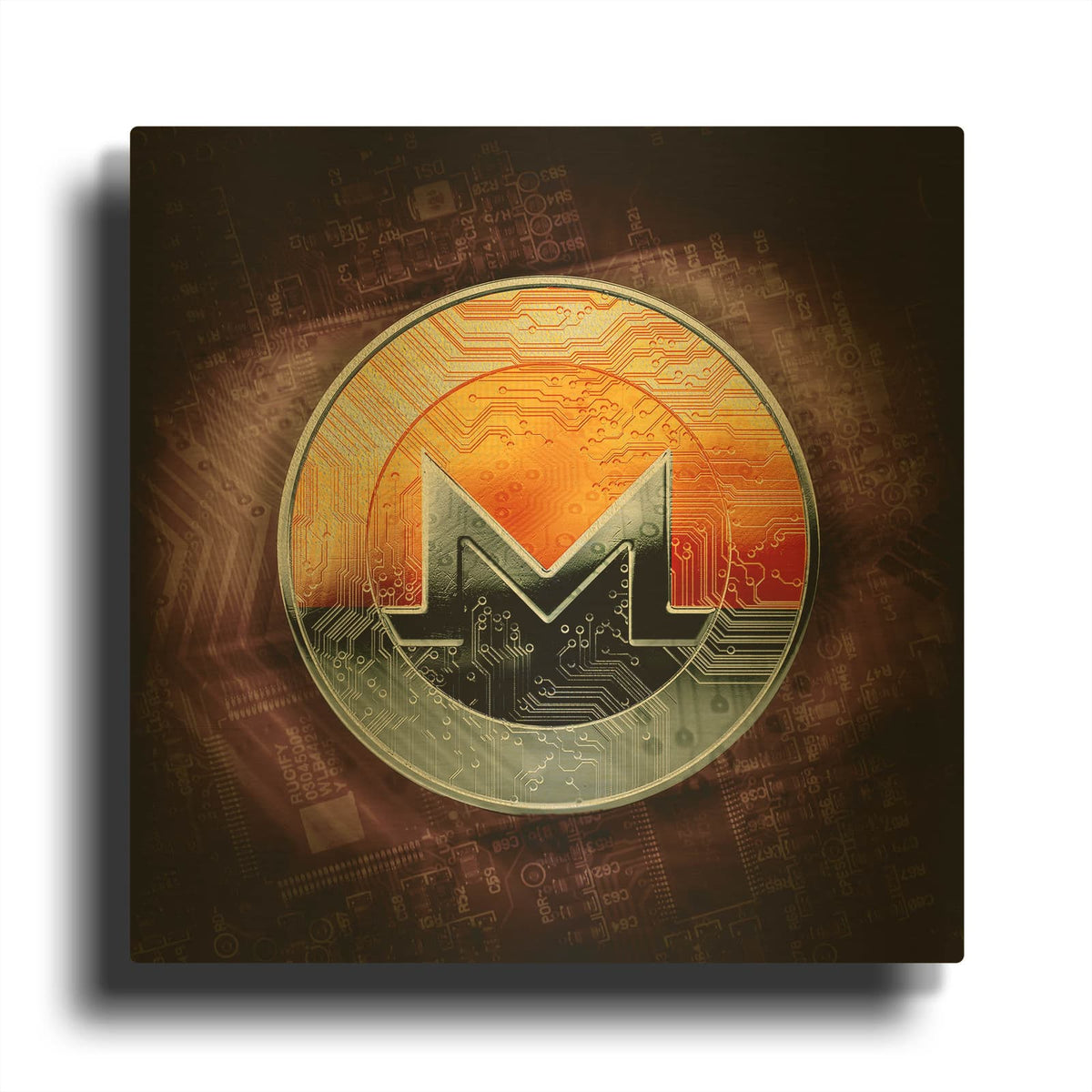 'XMR Monero Coin,' By Epic Portfolio Gold Metal Wall Art