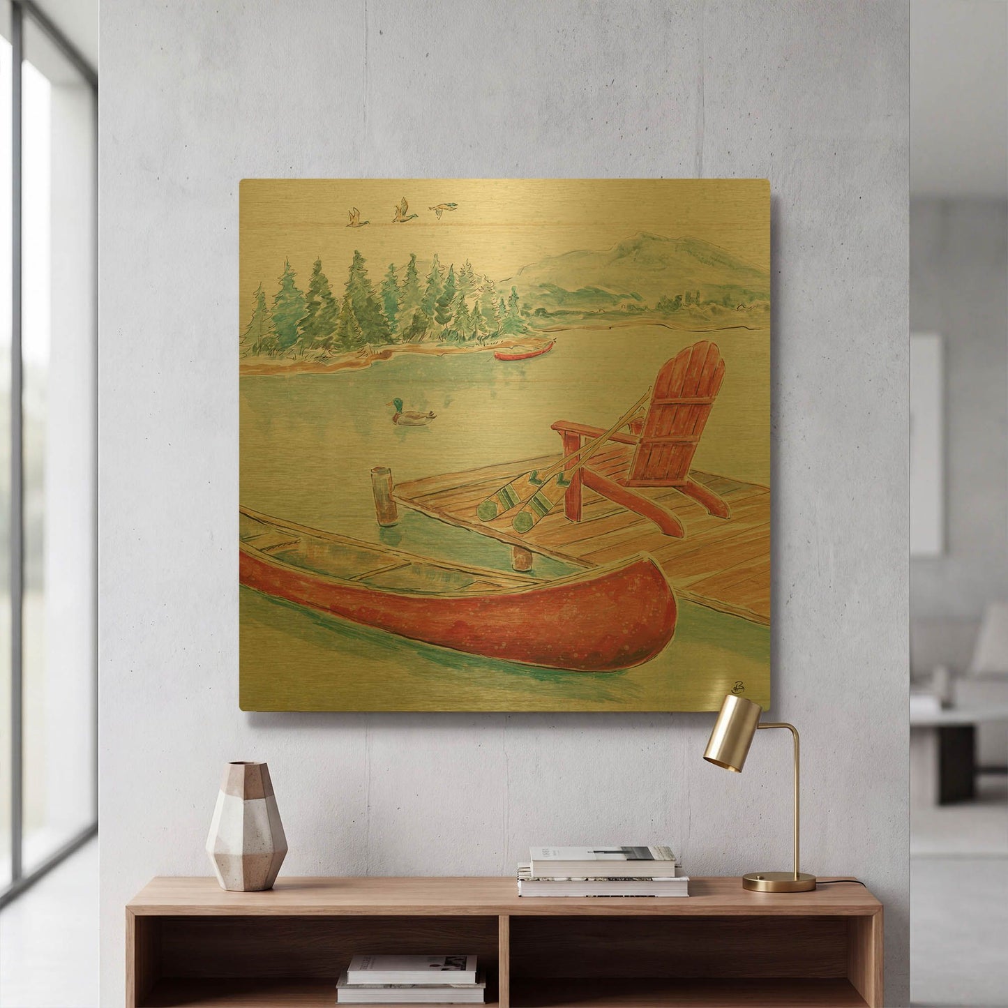 'Lake Moments IV' By Daphne Brissonnet Gold Metal Wall Art