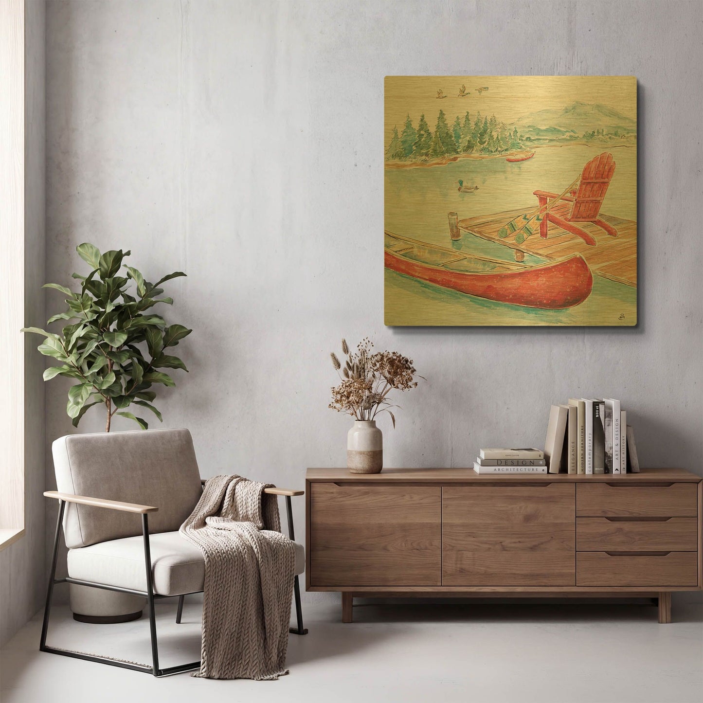 'Lake Moments IV' By Daphne Brissonnet Gold Metal Wall Art