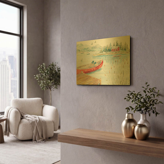 'Lake Moments I' By Daphne Brissonnet Gold Metal Wall Art