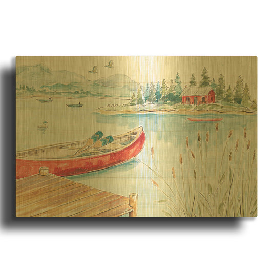 'Lake Moments I' By Daphne Brissonnet Gold Metal Wall Art