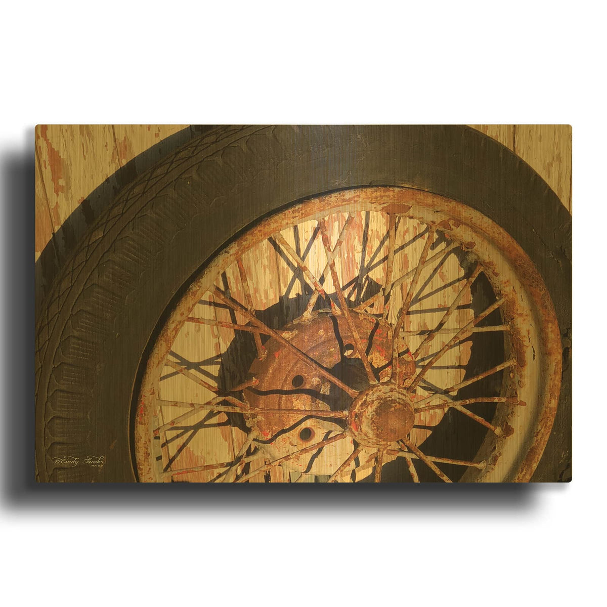 'Tire' By Cindy Jacobs Gold Metal Wall Art