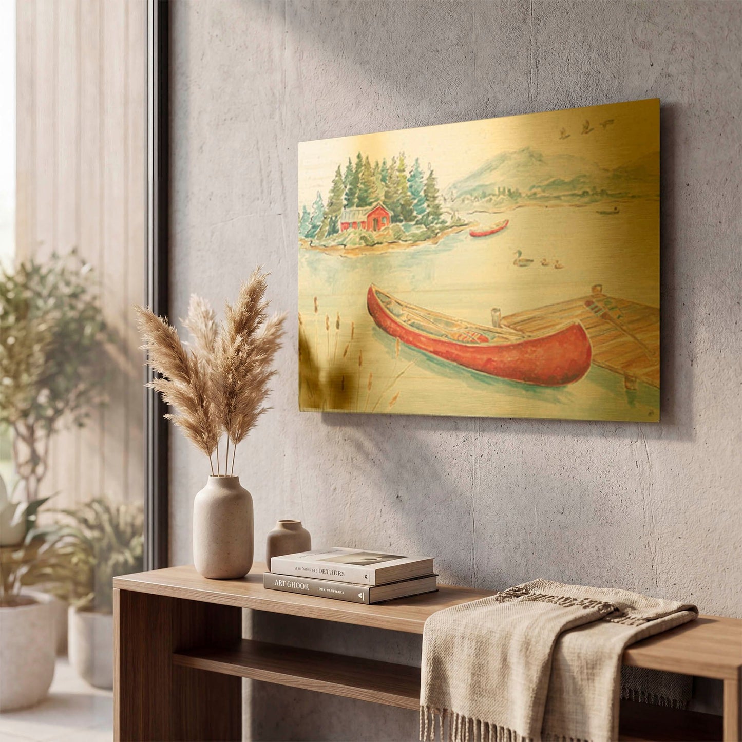 'Lake Moments II' By Daphne Brissonnet Gold Metal Wall Art