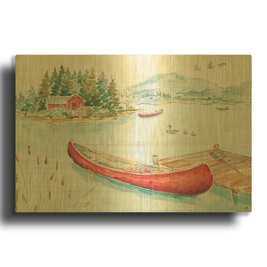 'Lake Moments II' By Daphne Brissonnet Gold Metal Wall Art