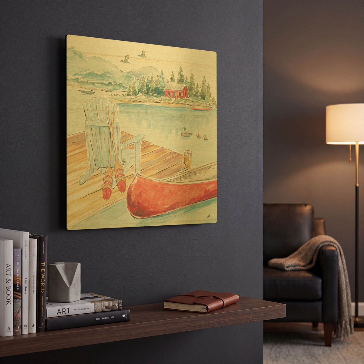 'Lake Moments III' By Daphne Brissonnet Gold Metal Wall Art