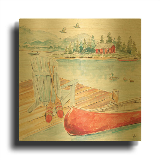 'Lake Moments III' By Daphne Brissonnet Gold Metal Wall Art