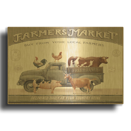 'Vintage Farm I v2' By Daphne Brissonnet Gold Metal Wall Art