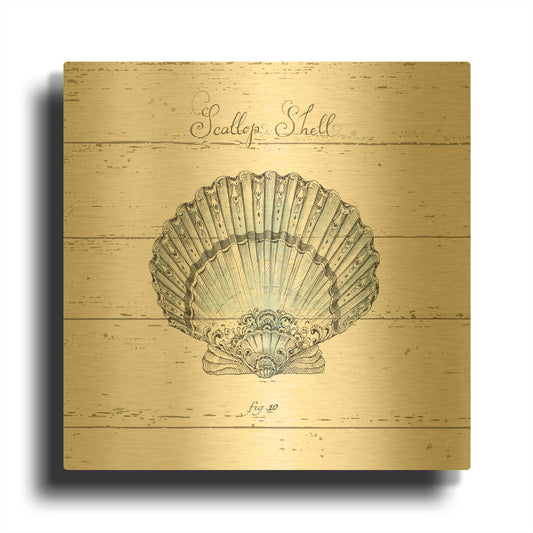 'Aqua Underwater Life VIII Shiplap' By Daphne Brissonnet Gold Metal Wall Art