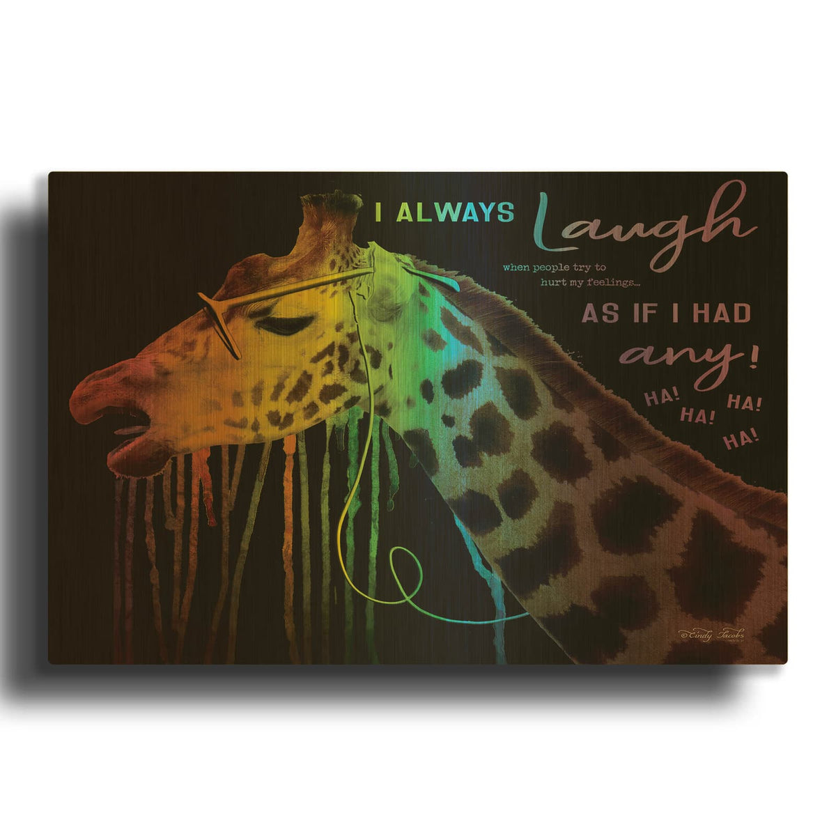'I Always Laugh' By Cindy Jacobs Gold Metal Wall Art