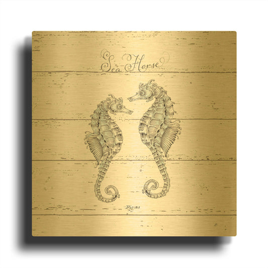 'Aqua Underwater Life V Shiplap' By Daphne Brissonnet Gold Metal Wall Art