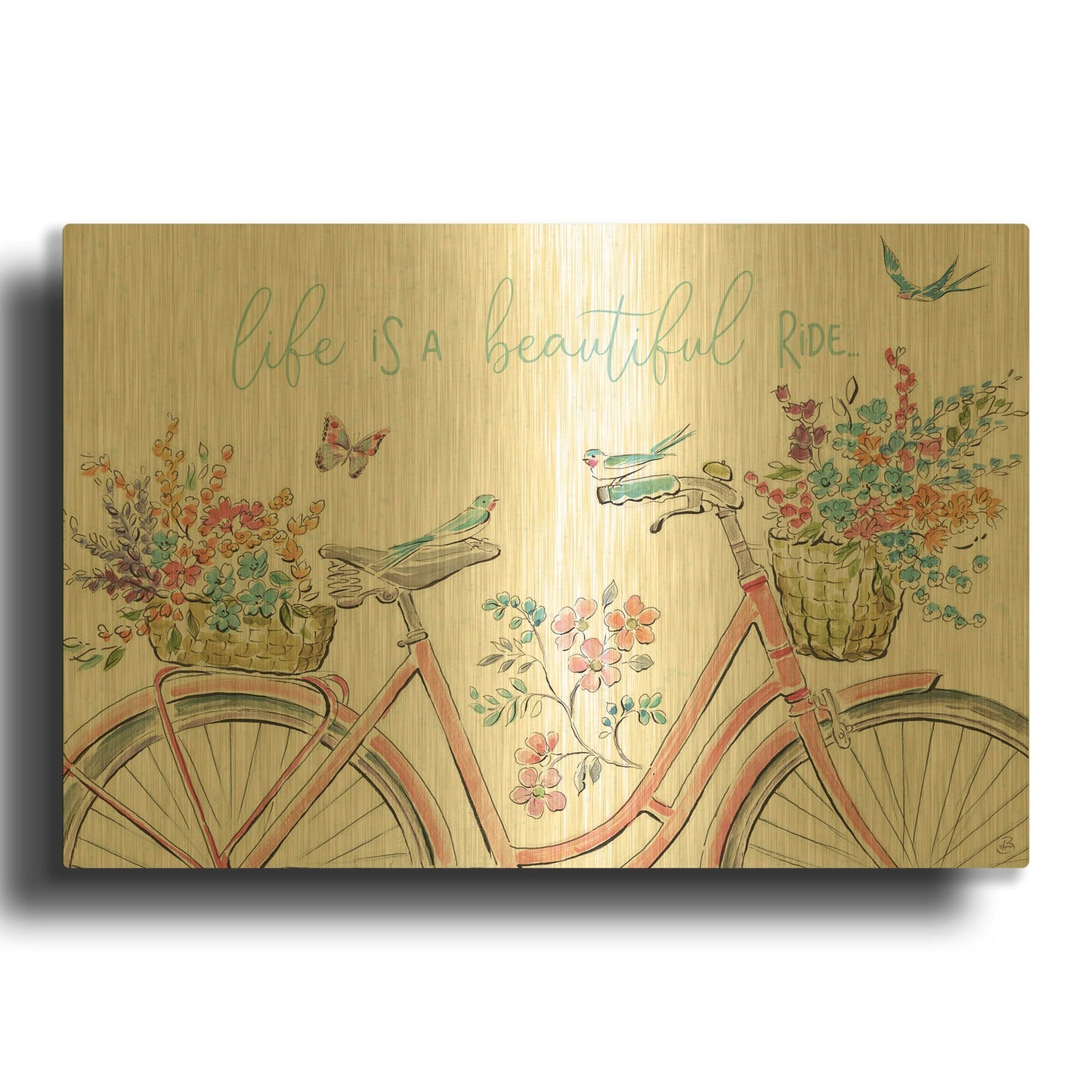 'Sparrow Spring III Light' By Daphne Brissonnet Gold Metal Wall Art