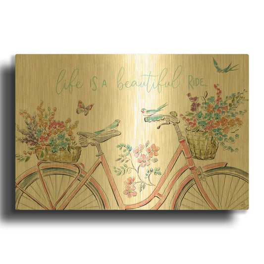 'Sparrow Spring III Light' By Daphne Brissonnet Gold Metal Wall Art