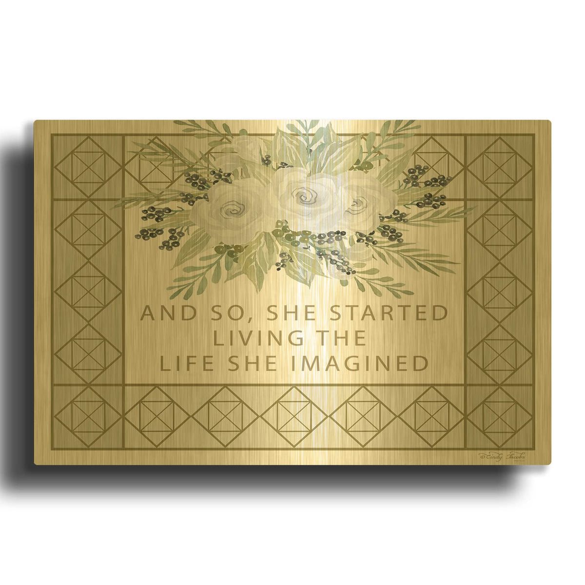 'Living the Life She Imagined' By Cindy Jacobs Gold Metal Wall Art