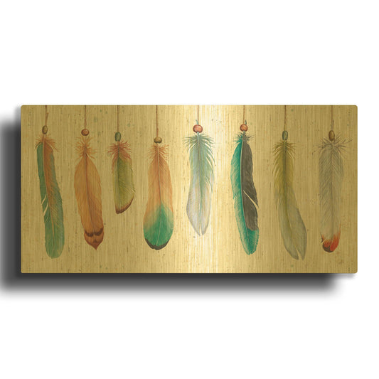 'Feather Tales VIII' By Daphne Brissonnet Gold Metal Wall Art