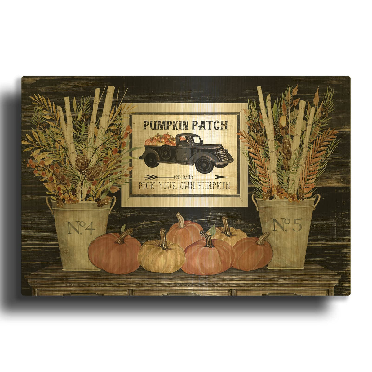 'Pumpkin Patch Still Life' By Cindy Jacobs Gold Metal Wall Art