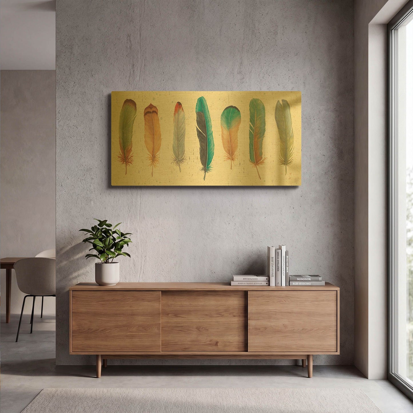 'Feather Tales VII' By Daphne Brissonnet Gold Metal Wall Art