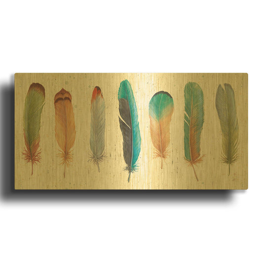 'Feather Tales VII' By Daphne Brissonnet Gold Metal Wall Art