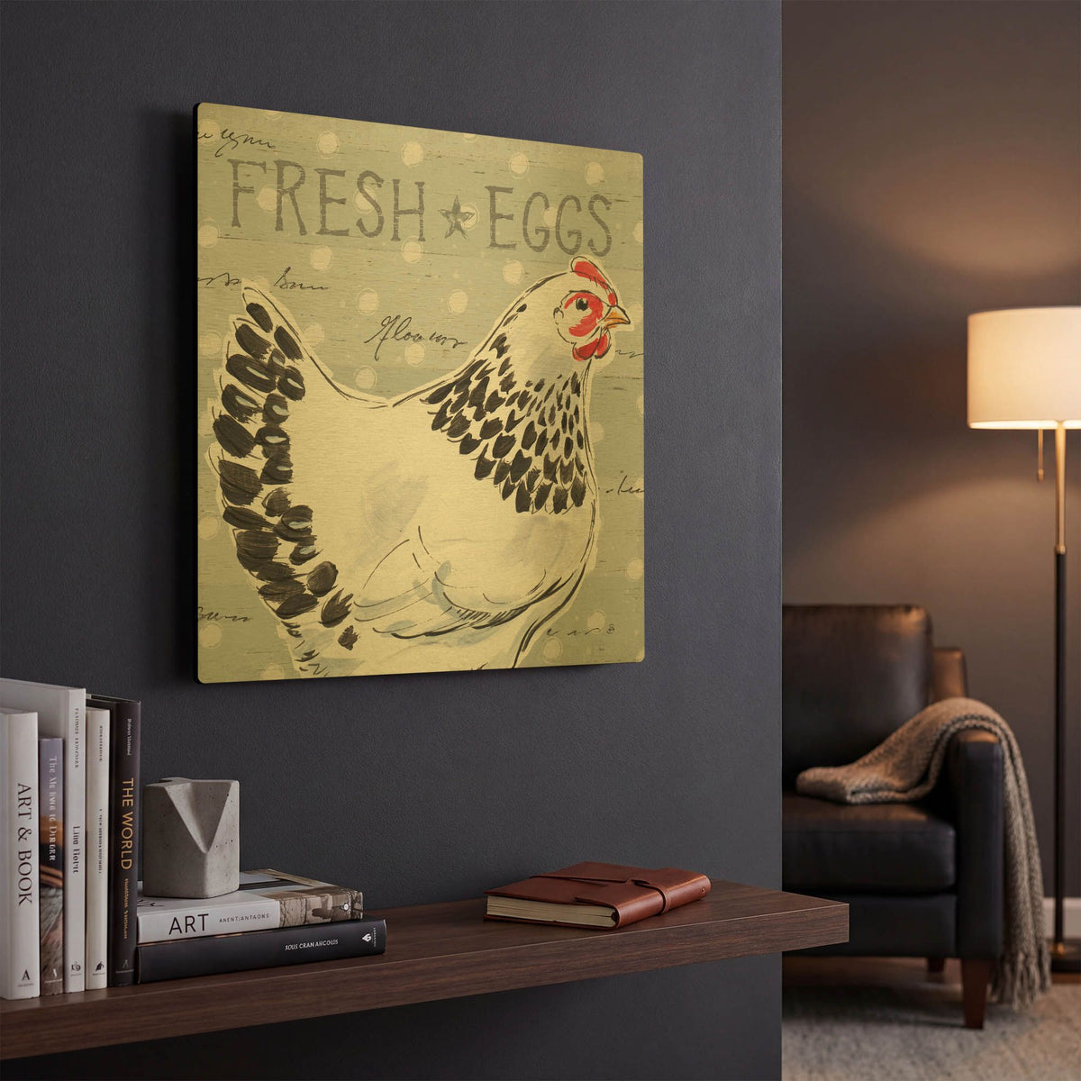 'Roosters Call II' By Daphne Brissonnet Gold Metal Wall Art