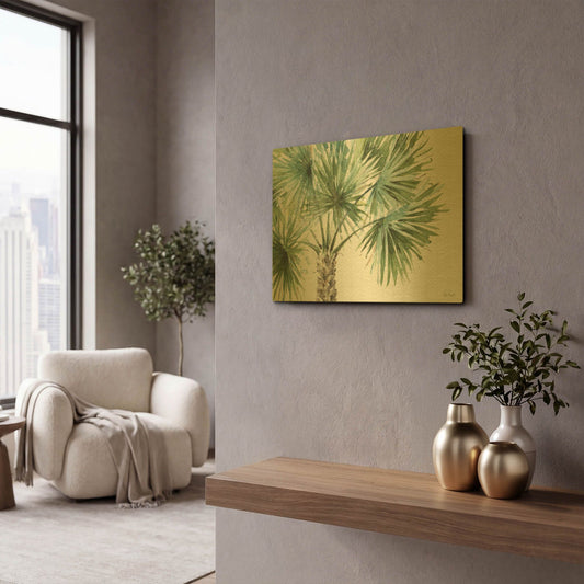 'Mixed Greens I' By Lisa Audit Gold Metal Wall Art