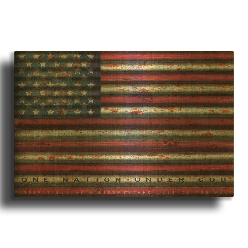 'One Nation Under God on Metal' By Cindy Jacobs Gold Metal Wall Art