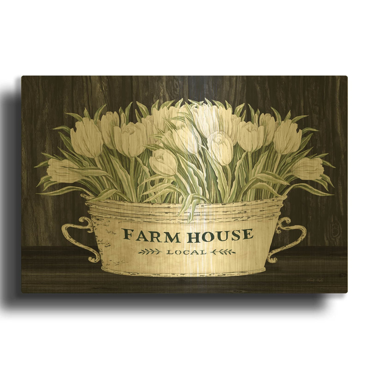 'Farmhouse Tulips' By Cindy Jacobs Gold Metal Wall Art