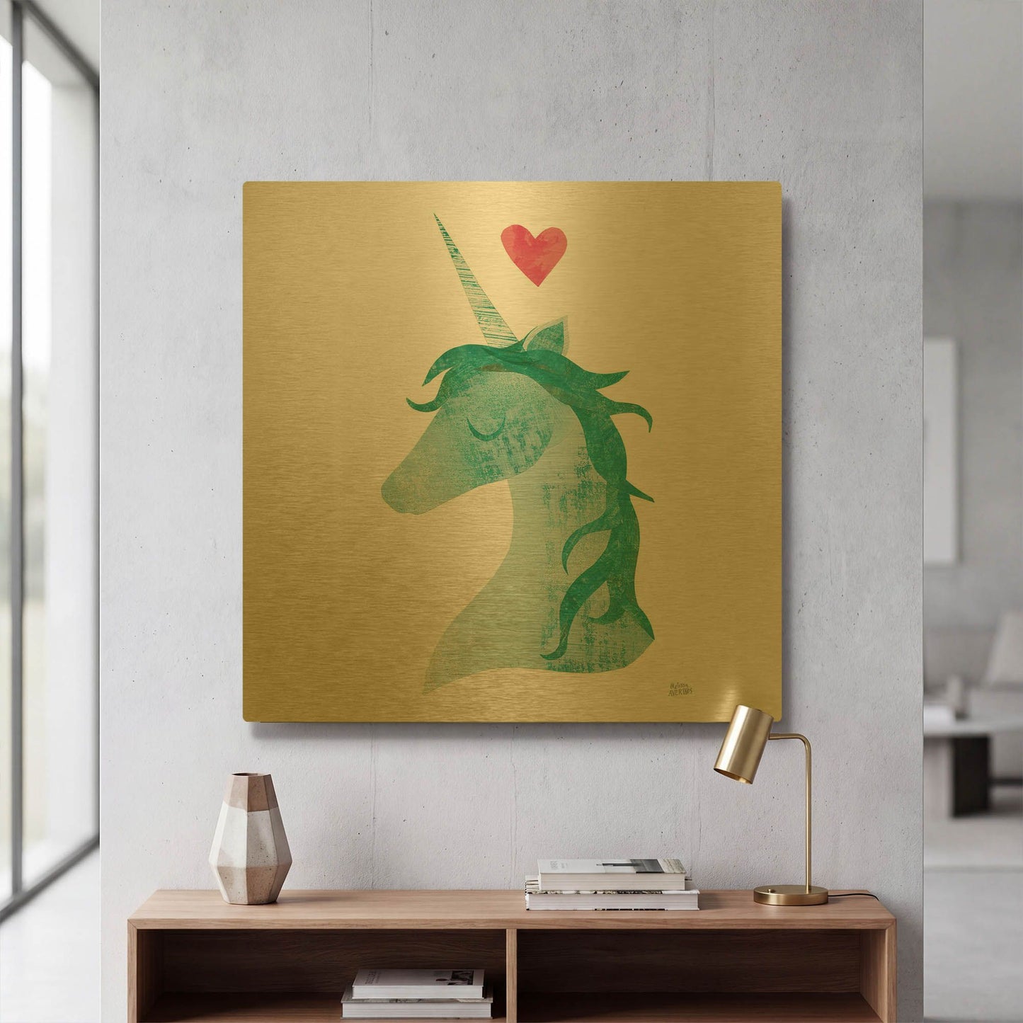 'Unicorn Magic II' By Melissa Averinos Gold Metal Wall Art
