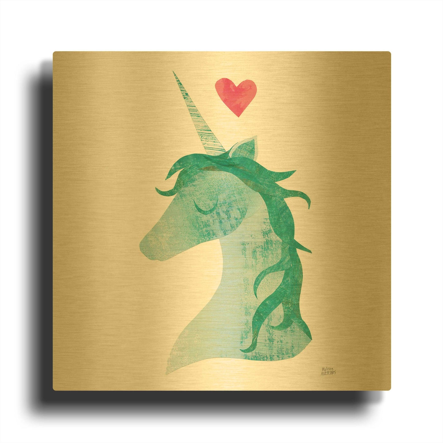 'Unicorn Magic II' By Melissa Averinos Gold Metal Wall Art