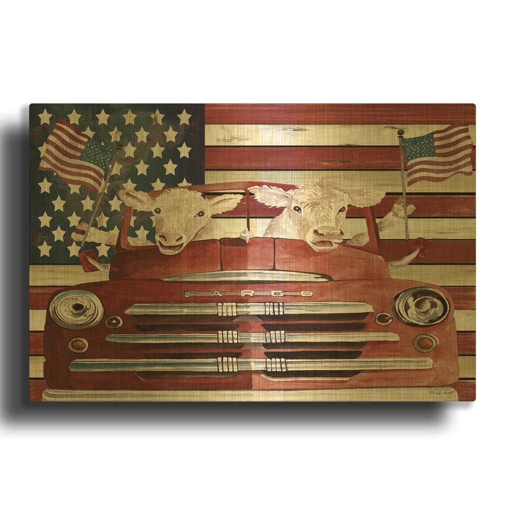 'Patriotic Cows' By Cindy Jacobs Gold Metal Wall Art