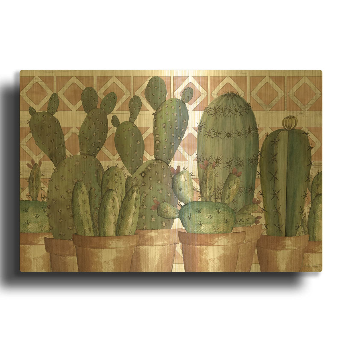 'Geo Succulents' By Cindy Jacobs Gold Metal Wall Art