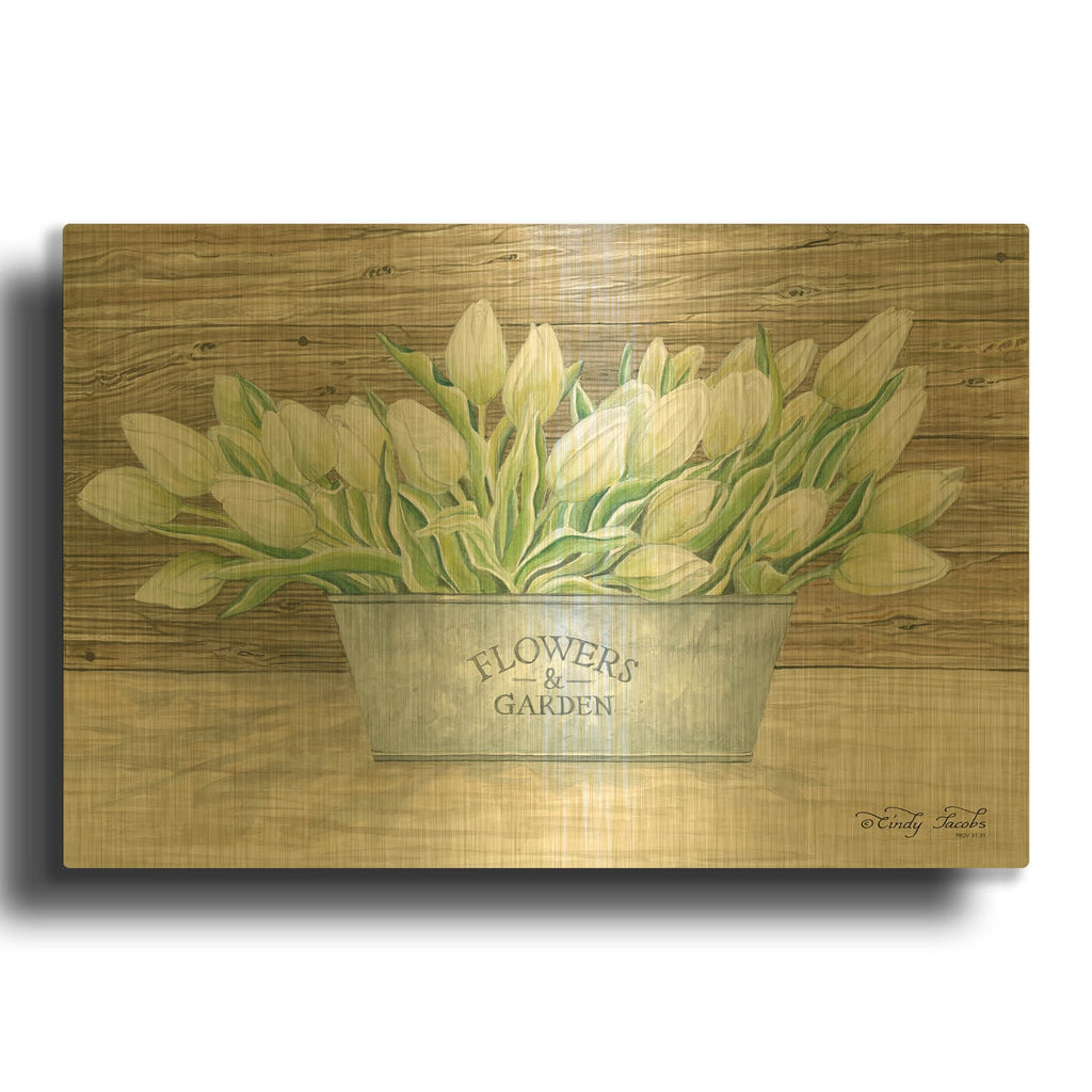 'Flowers & Garden Tulips' By Cindy Jacobs Gold Metal Wall Art