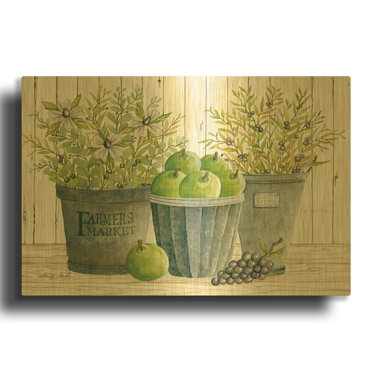 'Eucalyptus Farmer' By Cindy Jacobs Gold Metal Wall Art