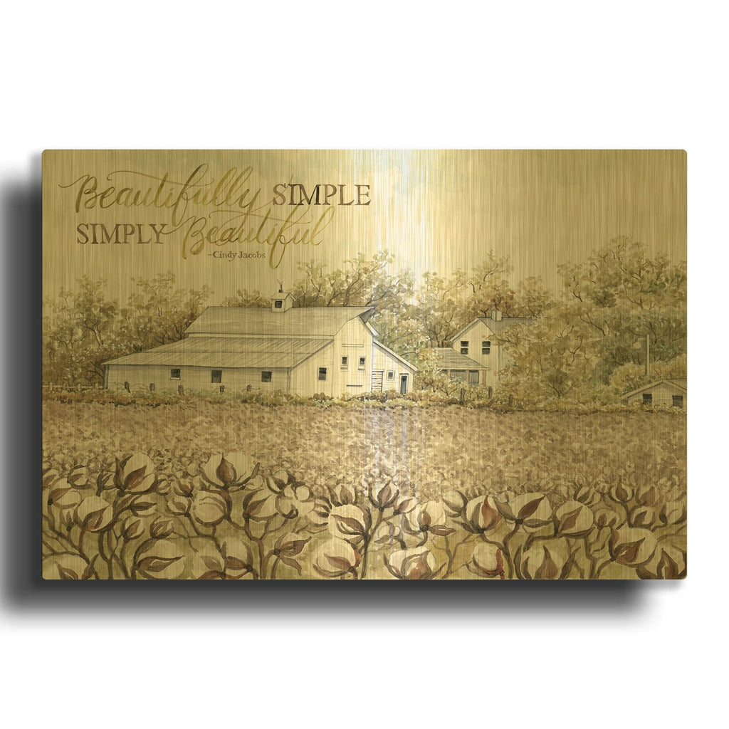 'Beautifully Simple Cotton Farm' By Cindy Jacobs Gold Metal Wall Art