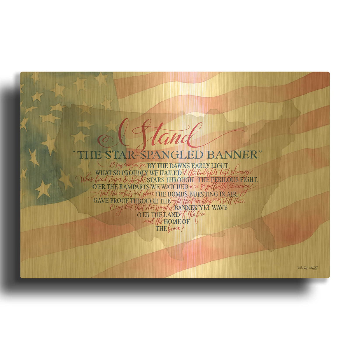 'I Stand' By Cindy Jacobs Gold Metal Wall Art