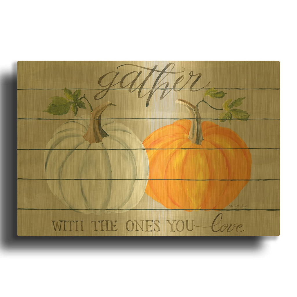 'Gather With The Ones You Love Pumpkins' By Cindy Jacobs Gold Metal Wall Art