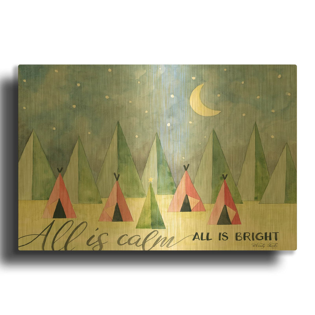 'All is Calm' By Cindy Jacobs Gold Metal Wall Art