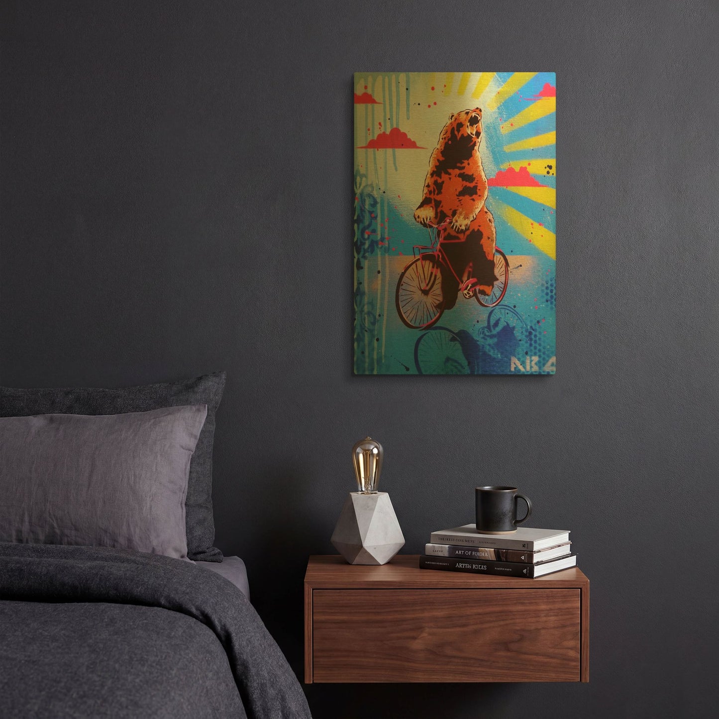 'Bear Back Rider' By AbcArtAttack Gold Metal Wall Art