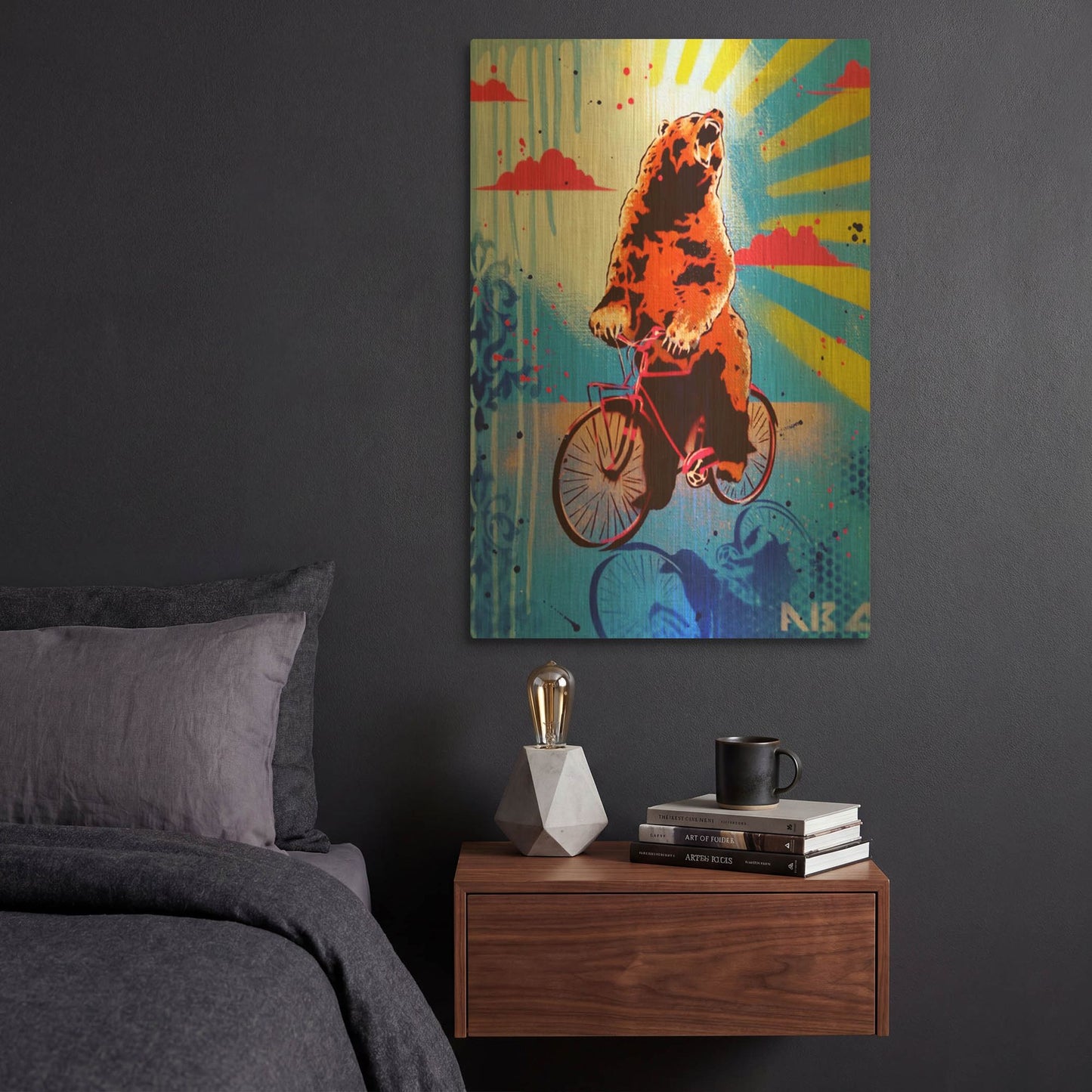 'Bear Back Rider' By AbcArtAttack Gold Metal Wall Art